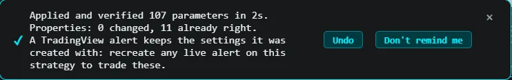 The notice after an apply, with Undo