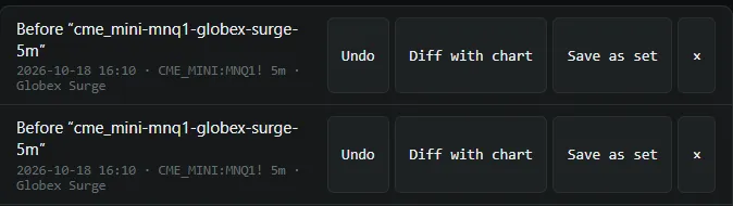 The snapshots taken before each apply